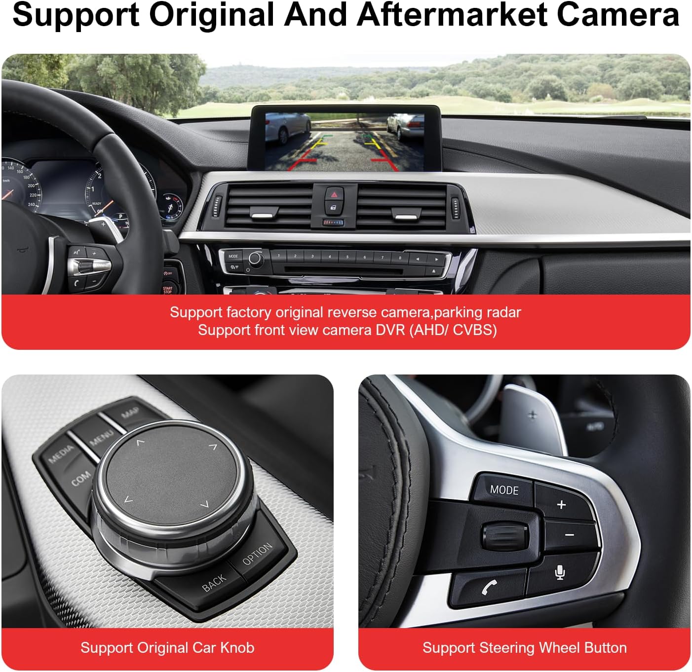 Wireless Carplay Android Auto for BMW EVO System, for BMW 1/2/3/4/5/6/7/X1/X3/X4/X5/X6 2016-2020 Compatible with Carplay, Mirrorlink, Reverse Camera, Navigation