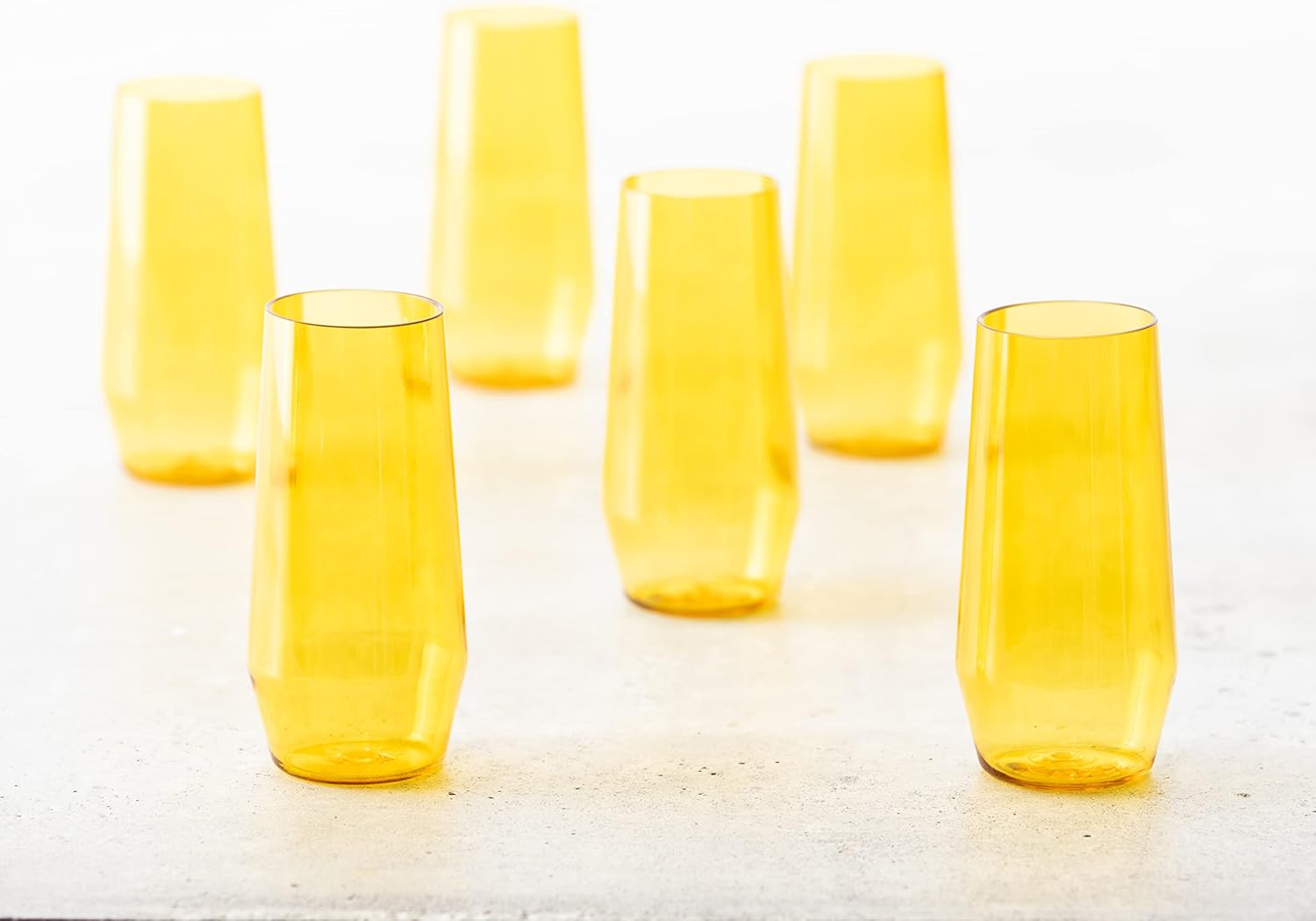 Fortessa Sole Outdoor Shatter Resistant BPA Free Premium Copolyester Plastic Drinkware 6 Pack, Yellow Sun, Iced Tea Glass