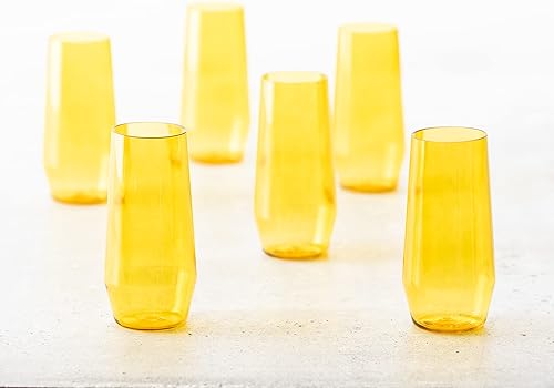 Miniatura 3 de Fortessa Sole Outdoor - Juego de 6 vasos de plástico de copoliéster de alta calidad, resistentes a los golpes, sin BPA, color amarillo sol