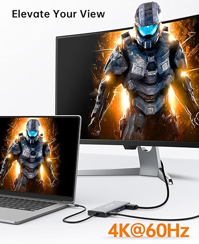 Miniatura 18 de NOVOO Hub USB C 4K a 60Hz HDMI Gigabit Ethernet 8 en 1 USB C adaptador multipuerto con HDMI, PD 100W, 2 USB-A, 1 puerto de datos USB-C, estación