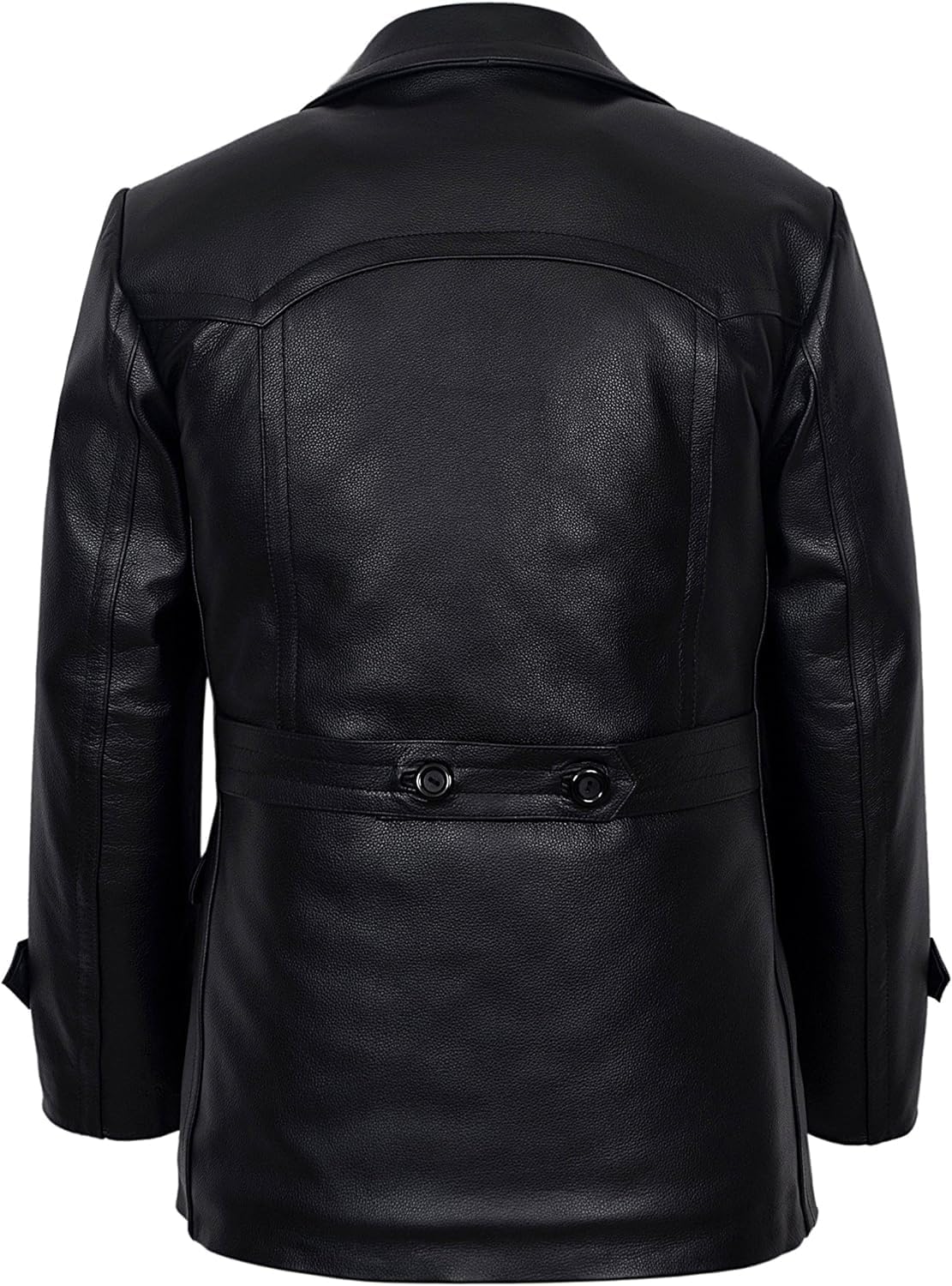 Crafter Men's Kriegsmarine German Ww2 Dr Who Reefer Hide Leather Jacket Coat Four Button Leather Car Coat - Pea Coat for Mens
