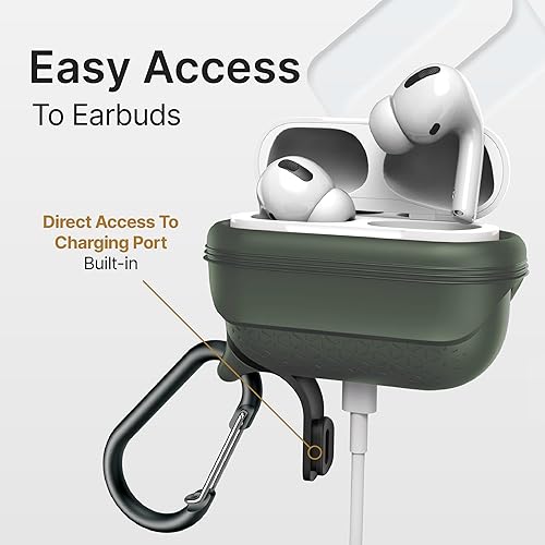 Miniatura 7 de Catalyst Funda impermeable para AirPods Pro de 2 generación y AirPods Pro de 1 generación, compatible con carga inalámbrica y USB-C, diseño de una
