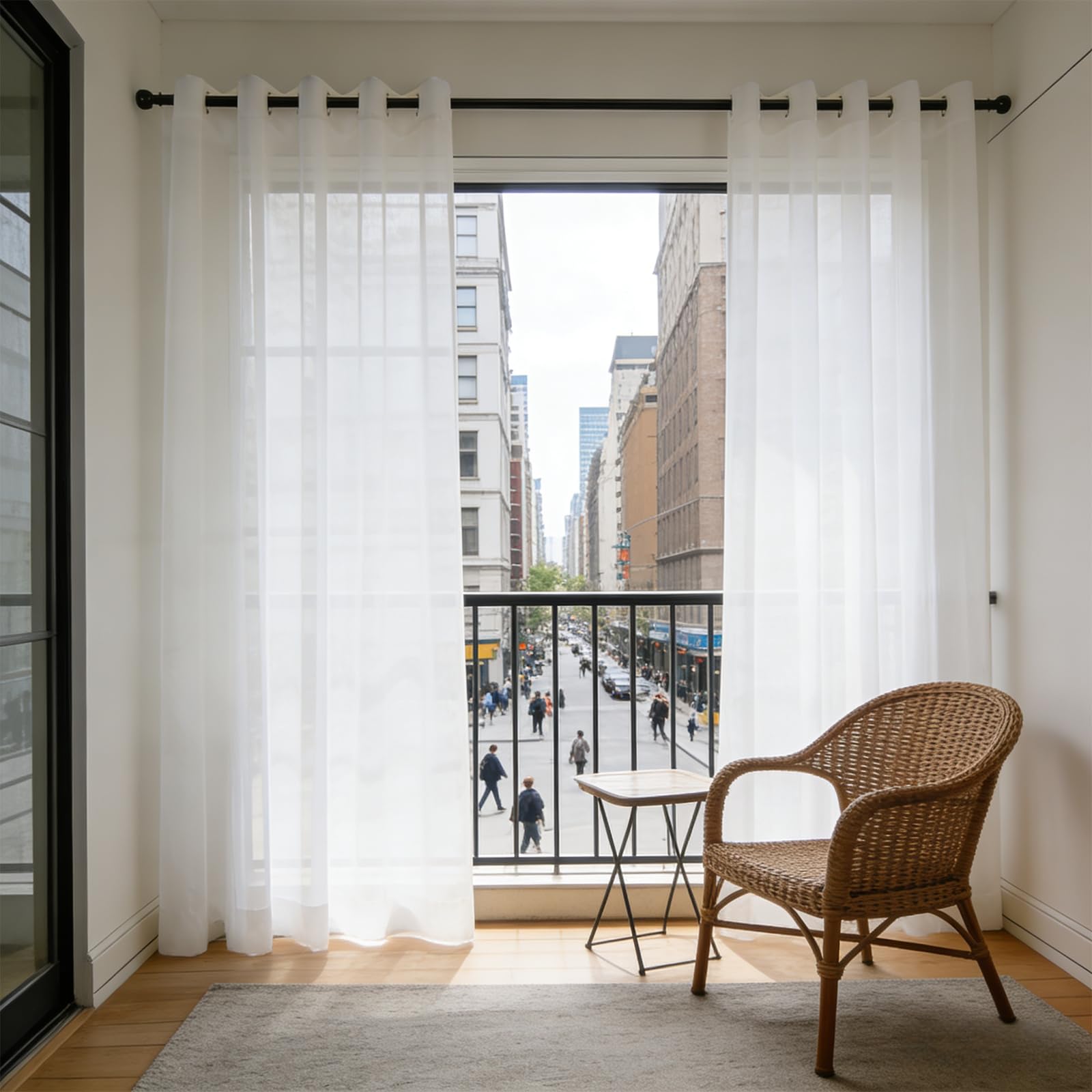 Voile Vorhänge 195 x 230 cm Halbtransparent, Lichtdurchlässig Und Elegan, mit Ösen in Leinenoptik, Luftig Und Langlebig Transparente Gardine Ösenschal für Jedes Fenster, Weiß