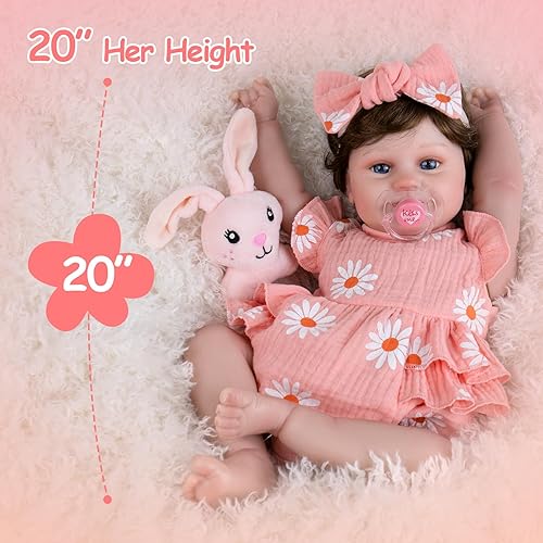 Miniatura 21 de Aori Muñecas realistas de bebé recién nacido, muñeca de bebé recién nacida realista de 20 pulgadas con cuerpo ponderado para acurrucarse