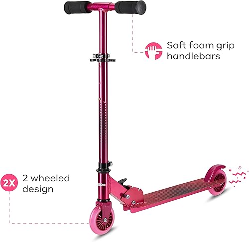 Miniatura 2 de Voyager Kids - Scooter cromado de 2 ruedas para niños, scooter de aluminio ligero y plegable con altura ajustable y manillar de espuma suave,