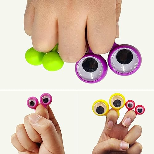Miniatura 5 de Marionetas de dedo de ojo Googly Eye Finger Puppets Wiggly Eyeball Finger Puppet Rings Eye Finger Toy Party Favor 8 colores con dos tamaños