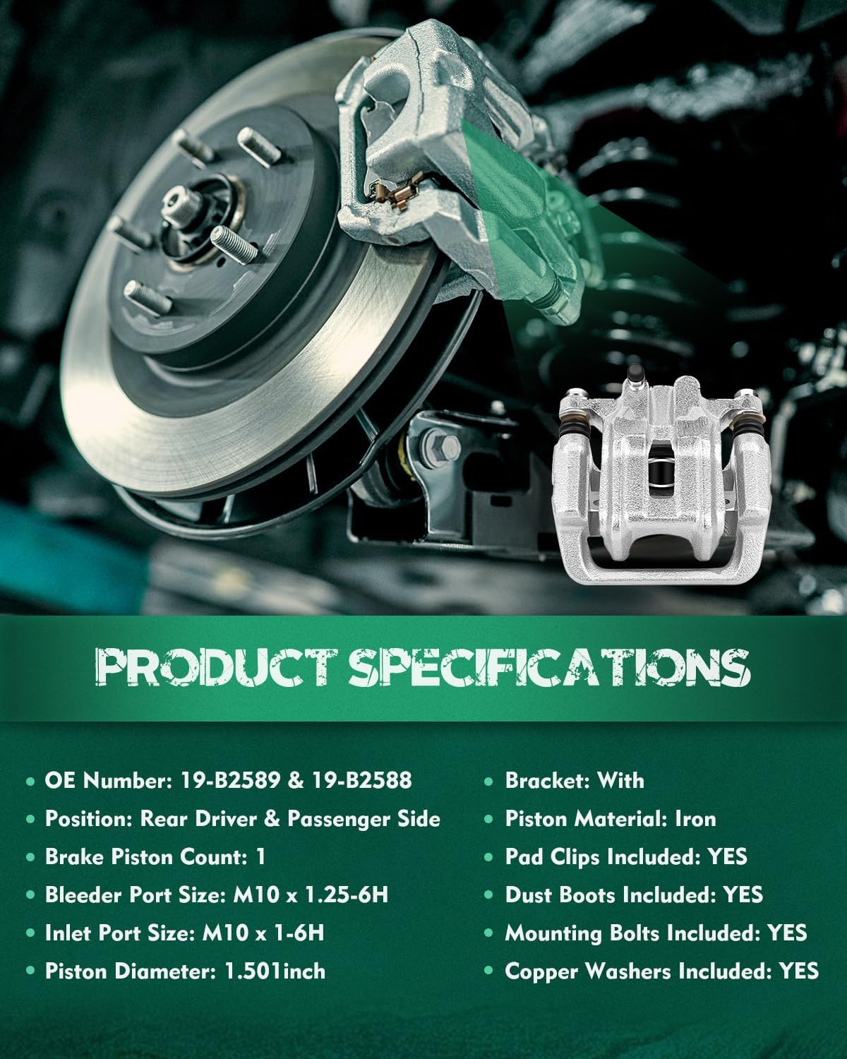 AUTOMUTO Rear Left & Right 19-B2588 19-B2589 Disc Brake Calipers With Bracket For Acura CL 2001-2003 For Acura TL 1999-2008 For Honda Element 2003-2011