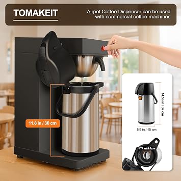 3L/102 Oz Airpot Coffee Dispenser Thermal with Pump & 0.75L/25 Oz Creamer Pitcher for Coffee