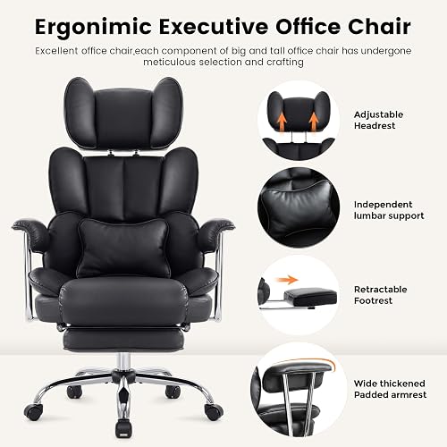IWMH Chaise de Bureau Ergonomique avec Repose-Pieds et Soutien Lombaire - 7