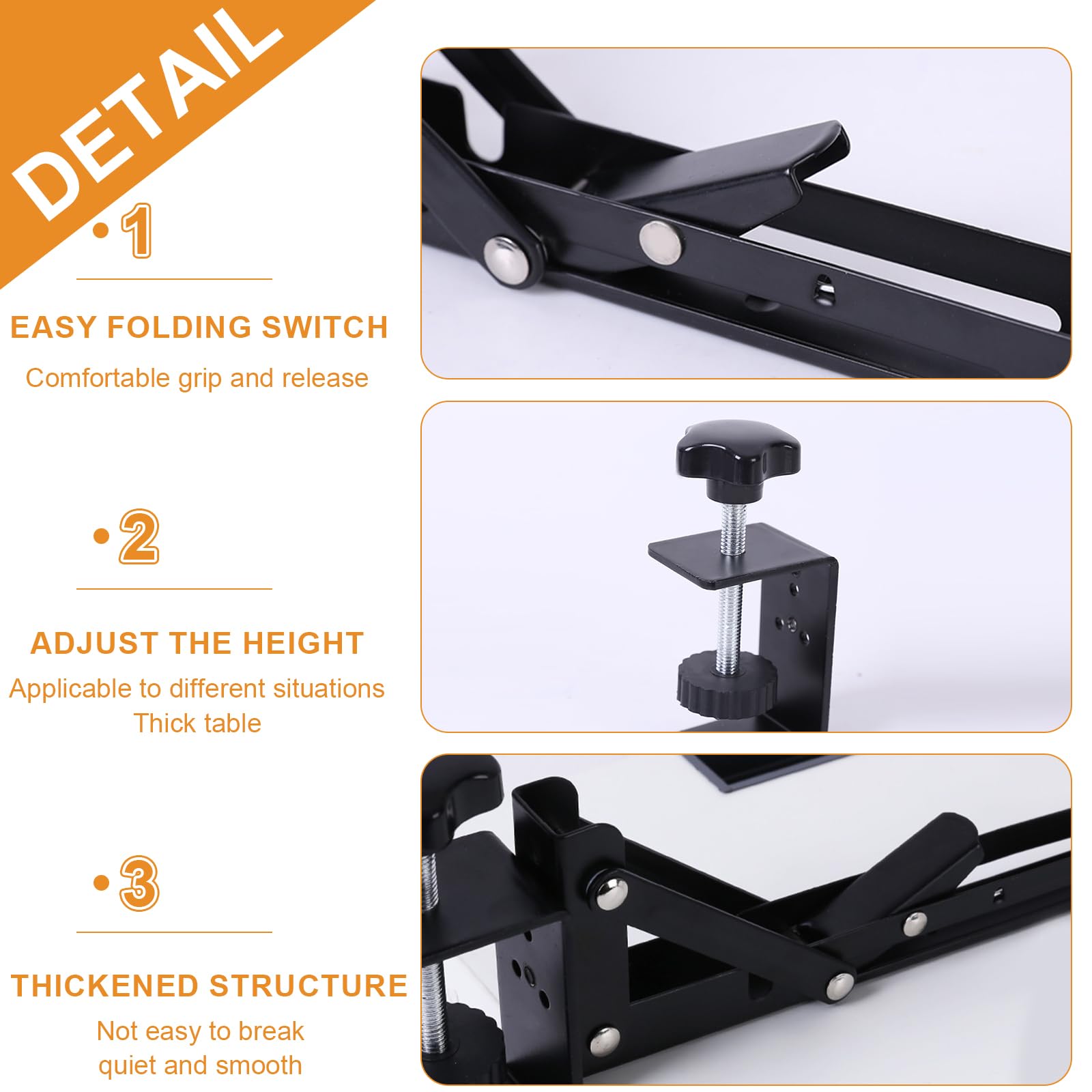 2 Pieces Folding Desk Extension Stainless Steel Extended Desk Stand - View #9