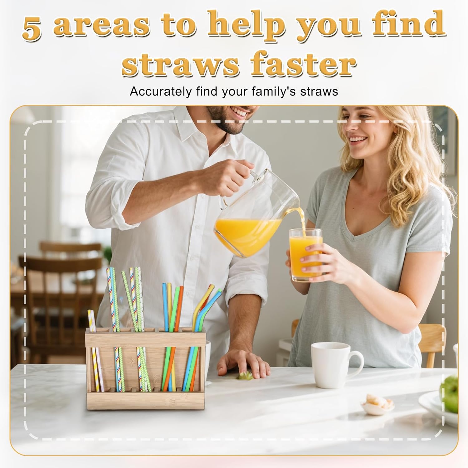 Wooden Cabinet Door Straw Holder, Reusable Straw Dispenser Space-Saving Drinking Straws Organizer for Cabinet Door Kitchen Cupboard Countertop Storage, Adhesive No Drill Installation - Image 6