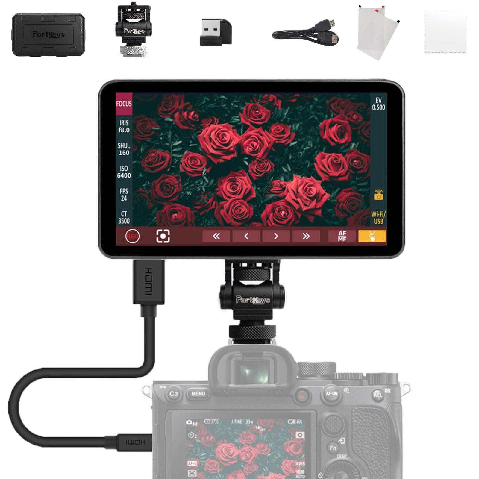 Portkeys LH7P Monitor Da 7 Pollici Per Fotocamera – 1000 Nit, Touchscreen IPS, HDMI, LUT 3D, Controllo Wireless Sony E Blackmagic