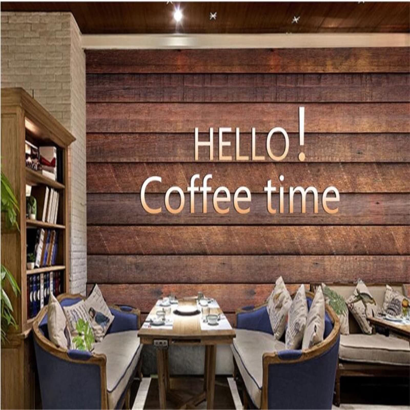 Sfondi Fotografici 3D Per Pareti In Legno Marrone Scuro Retrò Di Dimensioni Personalizzate Per Caffè, Bar Per Il Tempo Libero, Bar, Decorazioni Industriali, Carta Da Parati 3D 250Cm(W)×175Cm(H)