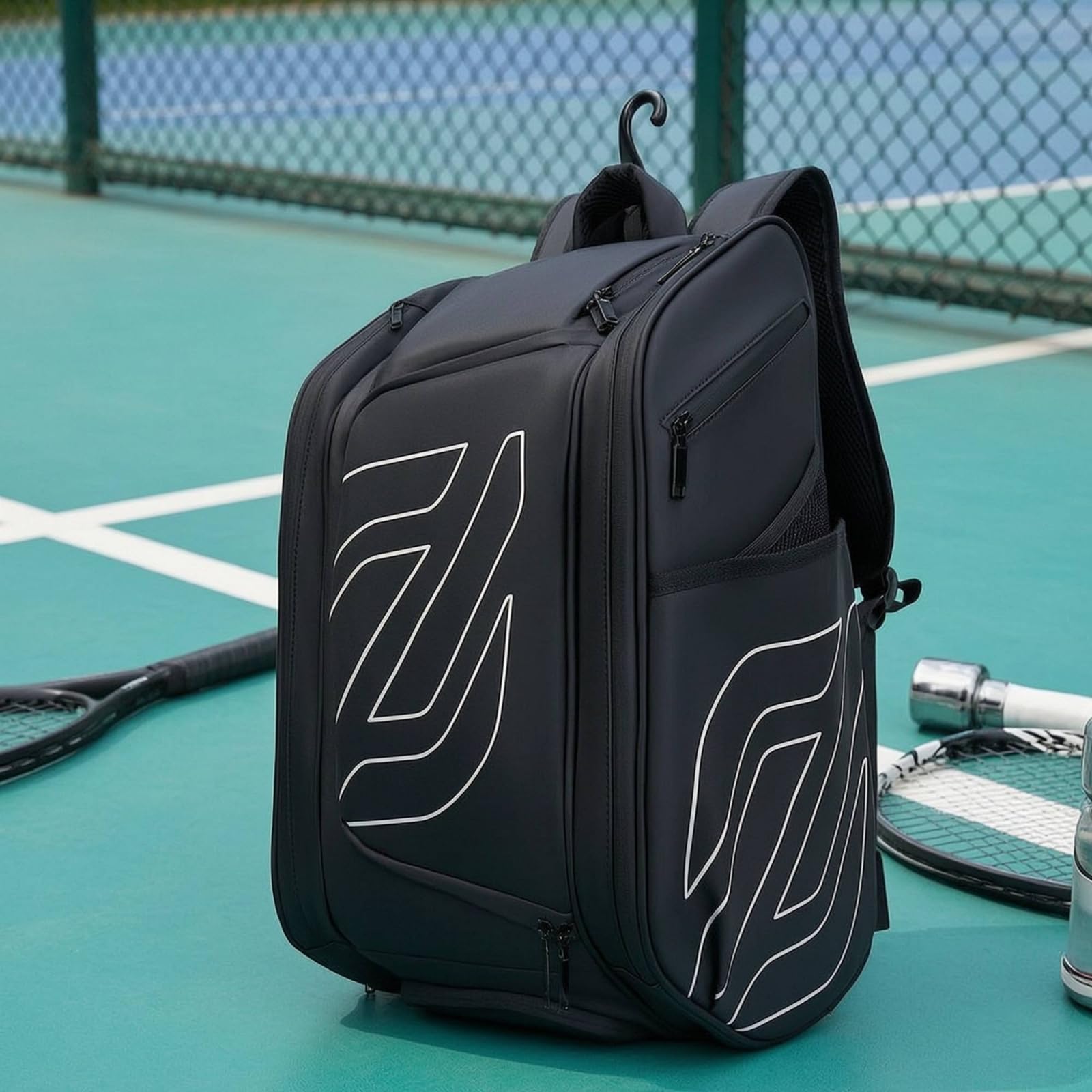LOVIVER Case Mochila Deportiva Bolso Bolsa de Tenis Mochila para Raquetas con Compartimento para Zapatillas y Gran Capacidad Adecuada para Entrenamiento Competición Viaje Uso Diario