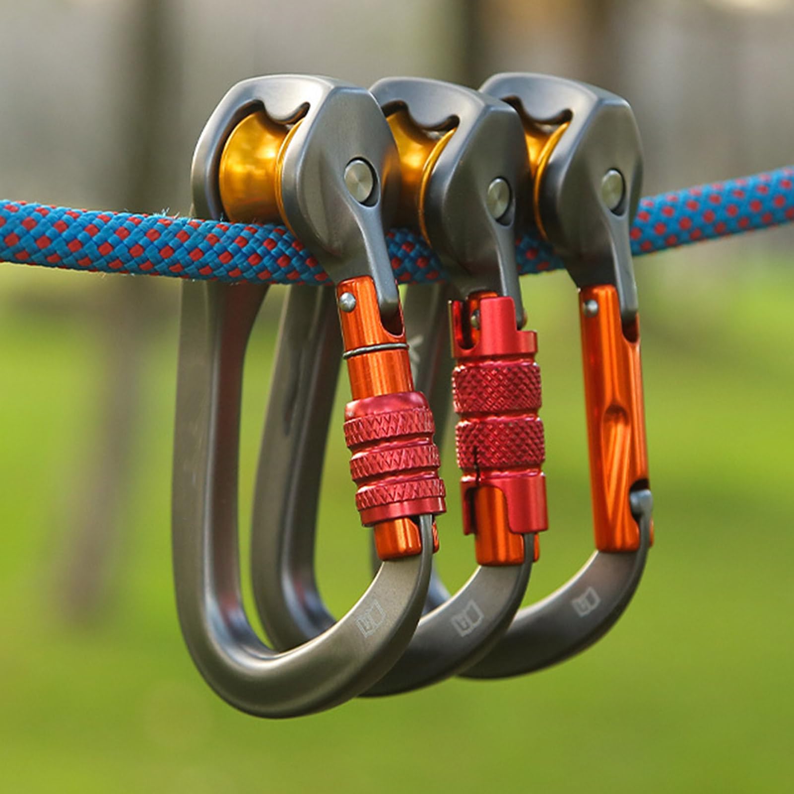 Mousqueton robuste en forme de D 20 kN en alliage d'aluminium avec vis d'escalade pour le camping en plein air et la randonnée, boucle d'escalade