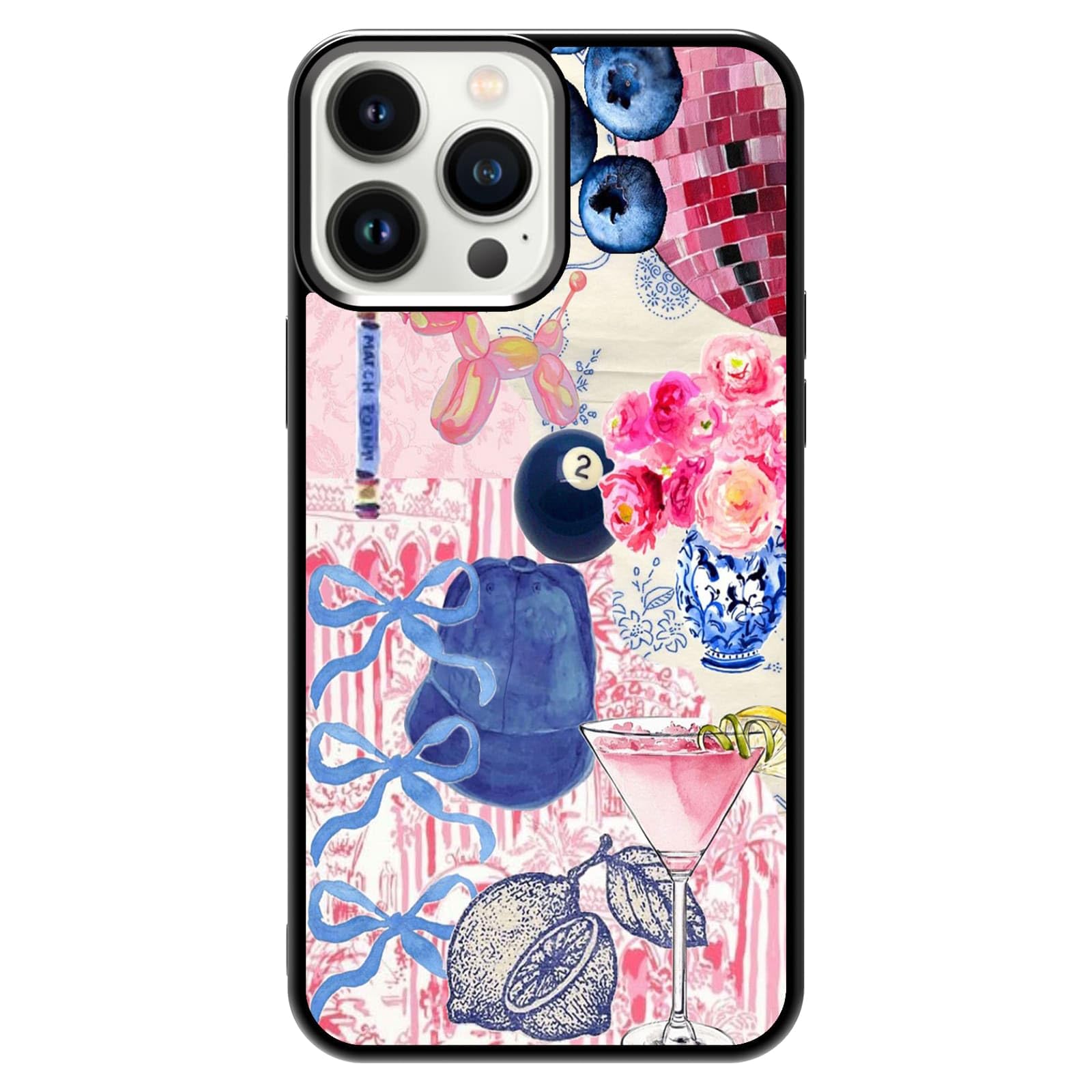 Aesthetic Collage Shockproof Protective Trendy Preppy Phone Case for iPhone 13 Pro Max Cute Flower Bow Cover