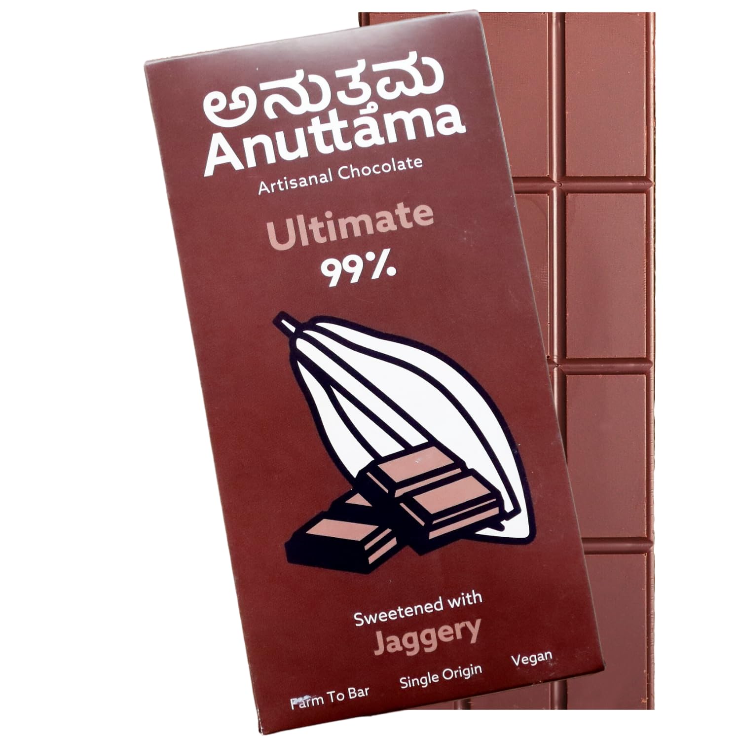 Dark Chocolate (50g x 2)| 99% Cocoa | Sugar Free Dark Chocolate | Natural Jaggery Sweetened | Gluten-Free Natural Chocolate Bar | No Artificial Colour & Flavour | Chocolate for Gift