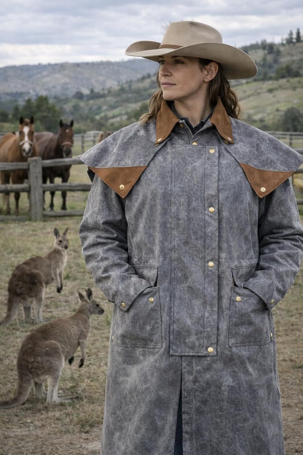 CHALLENGER 3XL Mens Oilskin Western Australian Waterproof Duster Coat Jacket 23101GR