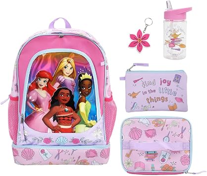BIOWORLD, Girls, Five-Piece Backpack and Lunchbox Set Big Kid, Pink 1, One Size