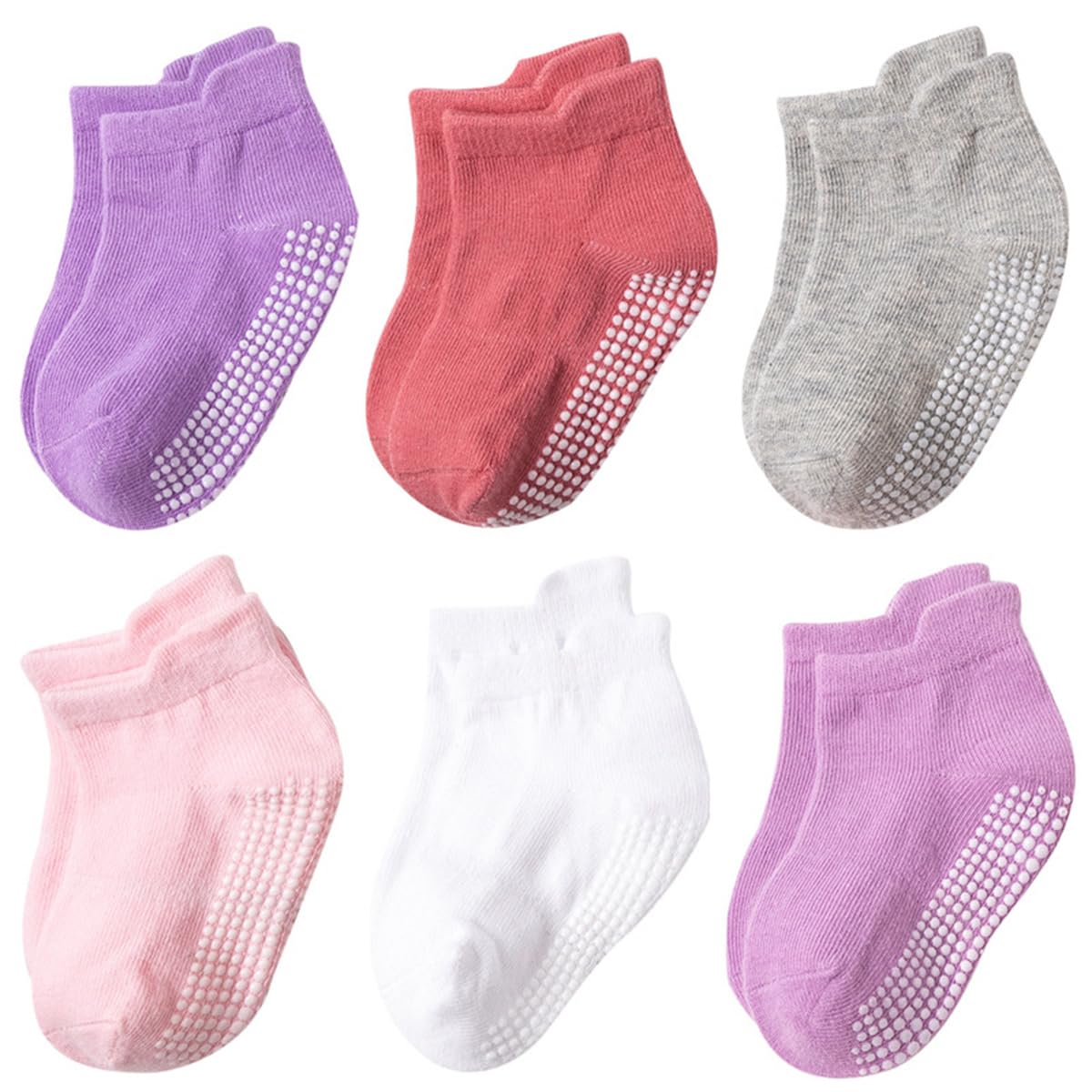 DRESHOW Baby Non Slip Grip Ankle Socks with Grippers Non Skid Soles for Infants Toddlers Kids Boys Girls