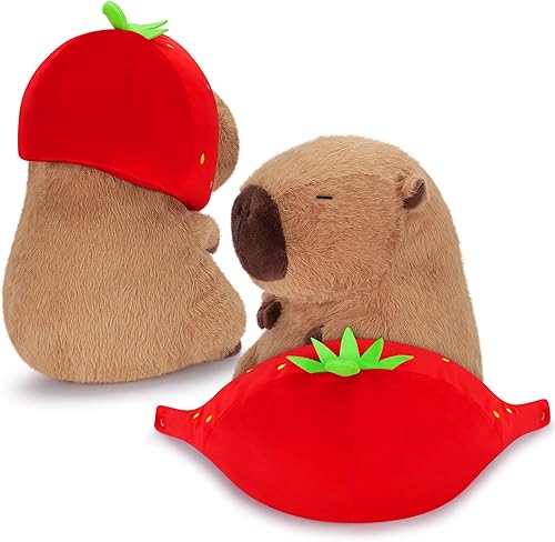 Miniatura 29 de Achwishap Capybara - Peluche de Capybara, peluche de Capybara, peluche Kawaii con sombrero de cumpleaños, regalo para cumpleaños de niños y adultos