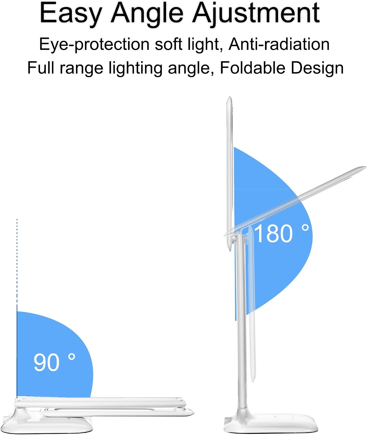 saicoo [Upgraded] LED Desk Multi-Functional Lamp with Sight-Protective LED Panel,3 Lighting Modes (Cold/Natural/Warm),5-Level Adjustable Brightness, Multiple Angles and Positions