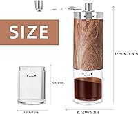 Vista 2 de Molinillo de café manual portátil y visible, molinillo de café de mano con perilla ajustable de cerámica, molinillo de café de acero inoxidable