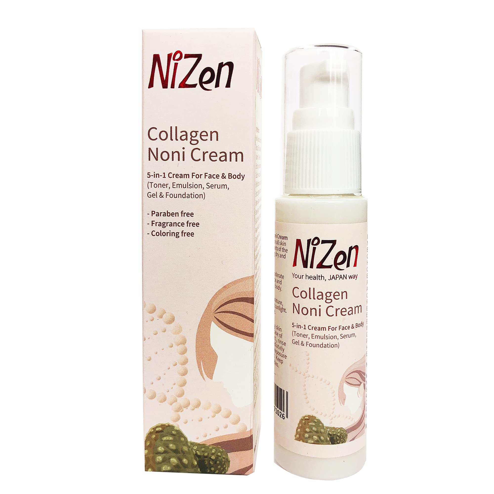 NiZen Collagen Noni Cream - 50Gr - Made in Japan - Paraben Free