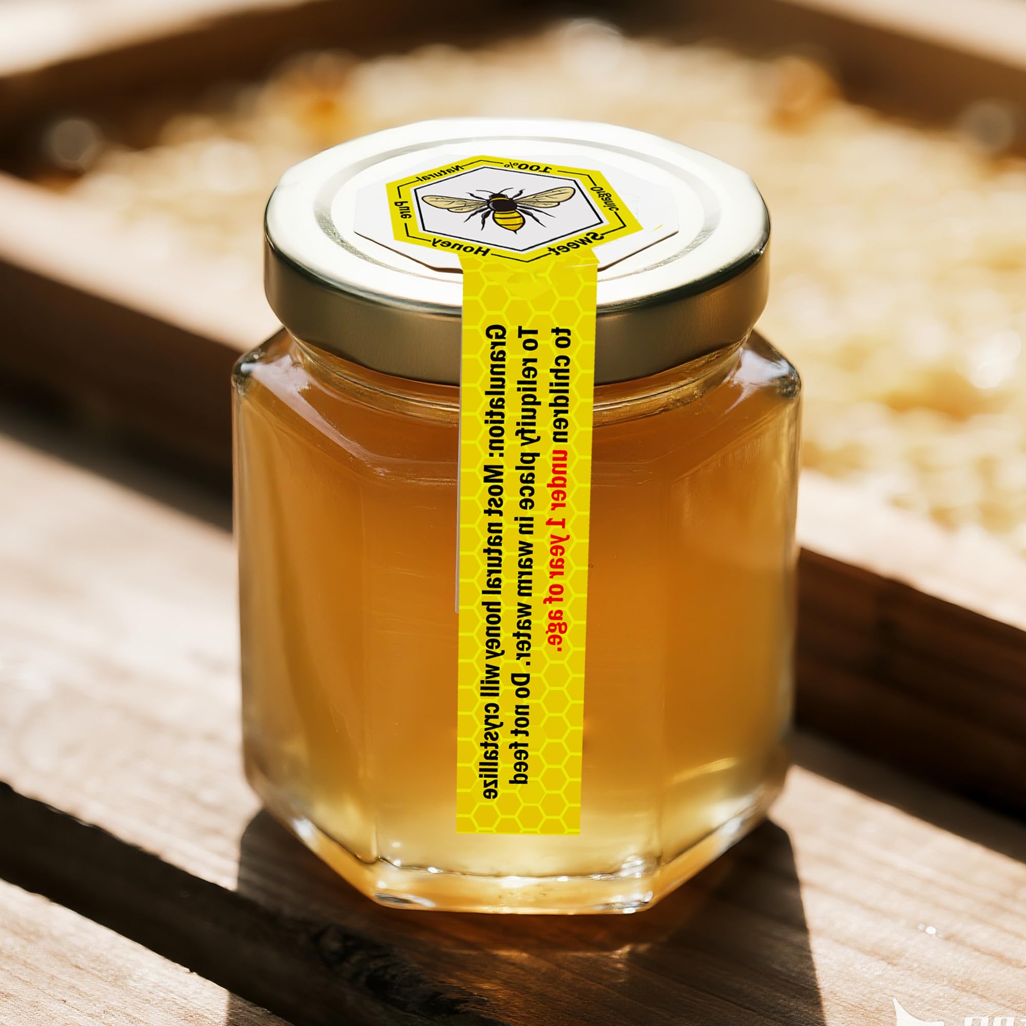 Snapklik.com : Tamper Proof Pure Honey Stickers 1.5 X 4 Inches Evident ...