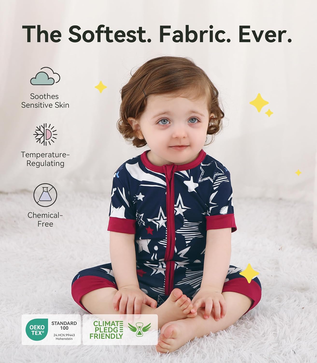 Baby Boys Girls Romper Short Sleeve Infant Sleepers Play Romper Soft Viscose from Bamboo Pajamas Toddler 0-24M - Image 2