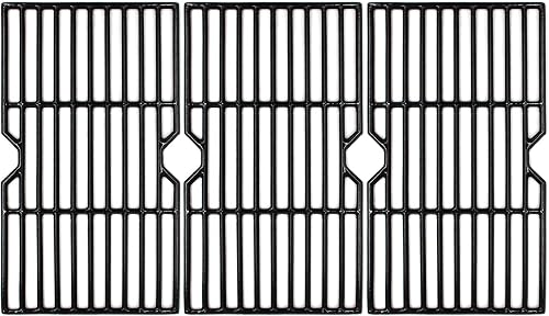 Hongso 16 7/8" Polished Porcelain Coated Cast Iron Grill Grates Replacement for Charbroil 463436215 463420508 463440109 463439915 463434313 461471717 463436214 Thermos 461442114 Grill Models, 3-Pack