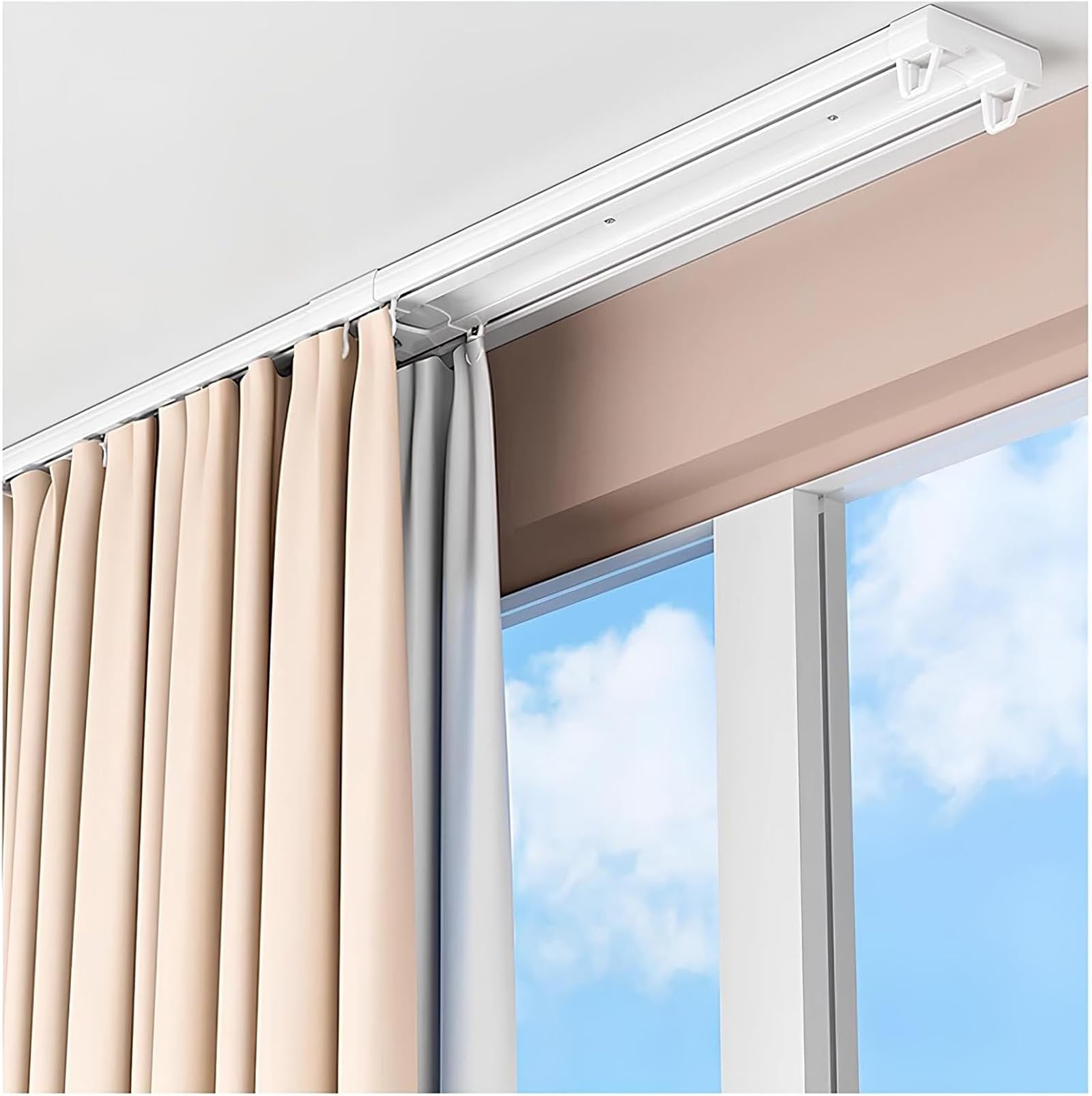 Rail de rideau double en aluminium 2m pour rideau de salon et chambre
