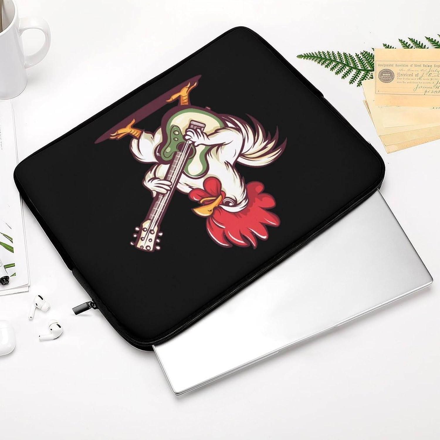 Rooster Playing Guitar Laptop Sleeve Lightweight Computer Sleeve Briefcase Carrying Case