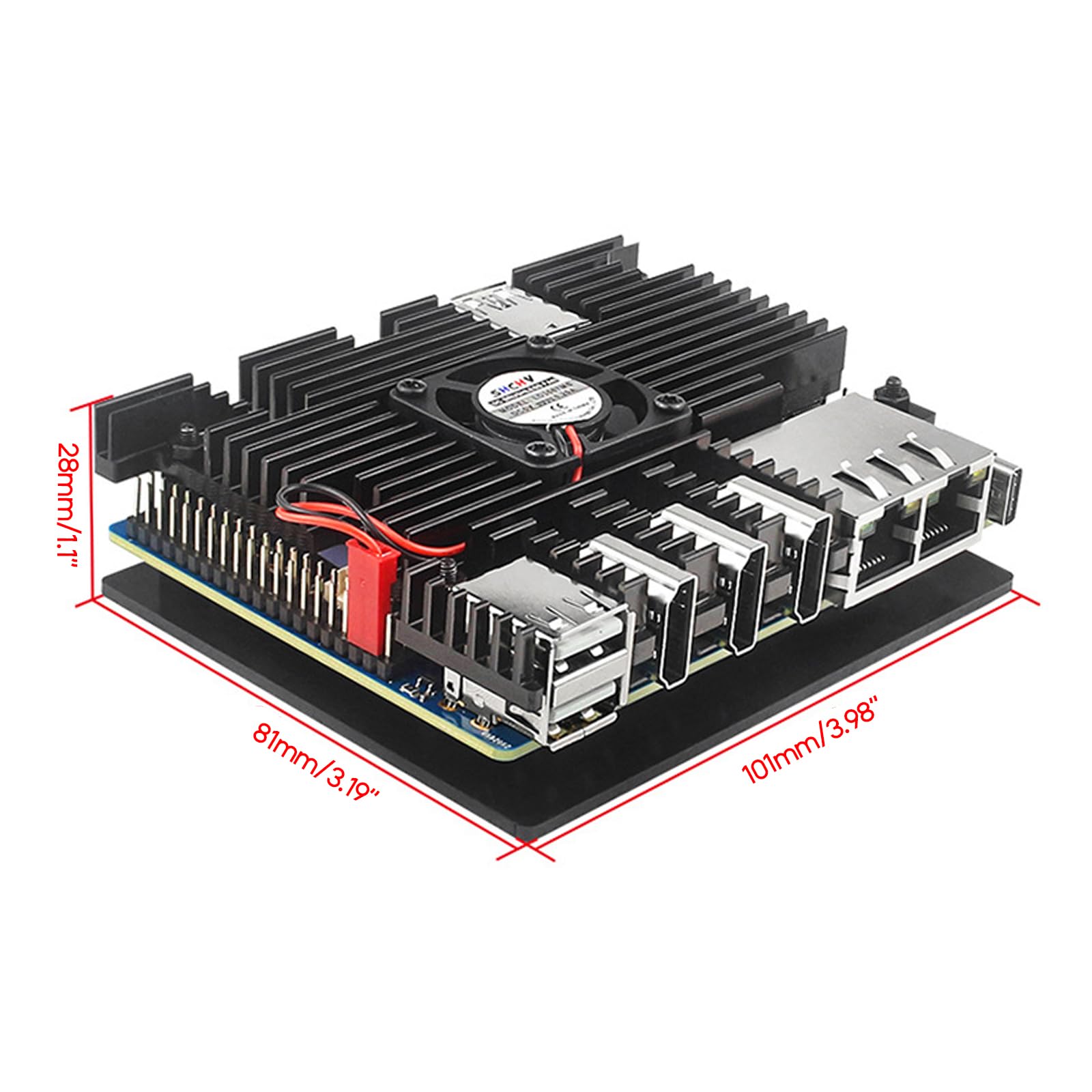 Aluminum Case with Thermal Adhesive Pad Screw Metal Shell Black Enclosure for Orange Pi 5 Plus