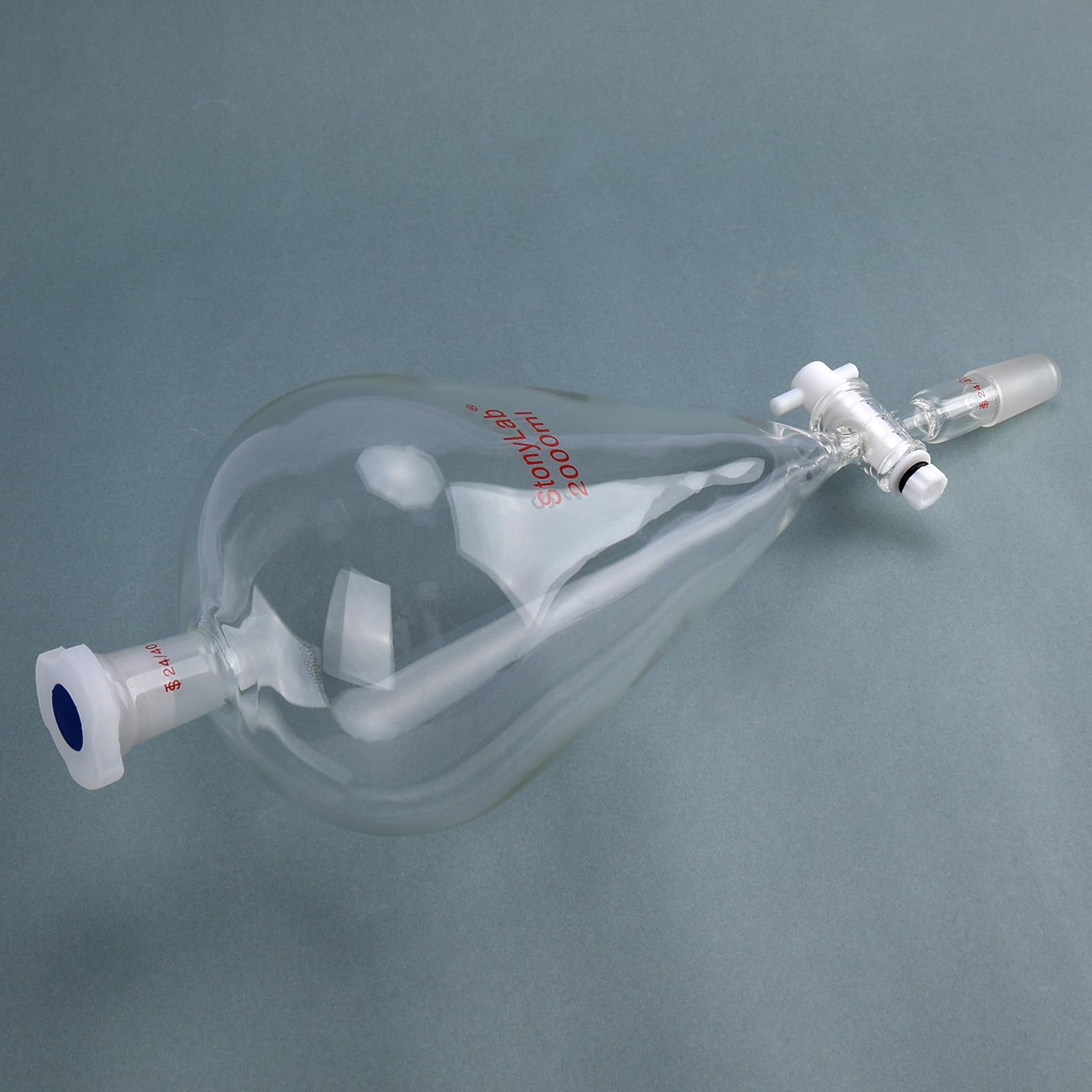 stonylab Separador Embudo con PTFE Llave de Paso, 2000 ml Cónico Forma de Pera Pared Pesada Vidrio Borosilicato Separador Embudo con 24/40 Juntas