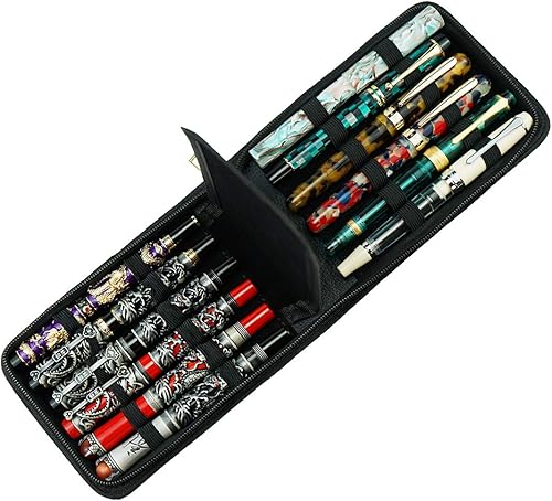 12 Estuche para Pluma Estilográfica Cuero PU, Bolsa De Soporte De Exhibición De Bolígrafo Rollerball, Bolsa De Gran Capacidad Para Su Colección -