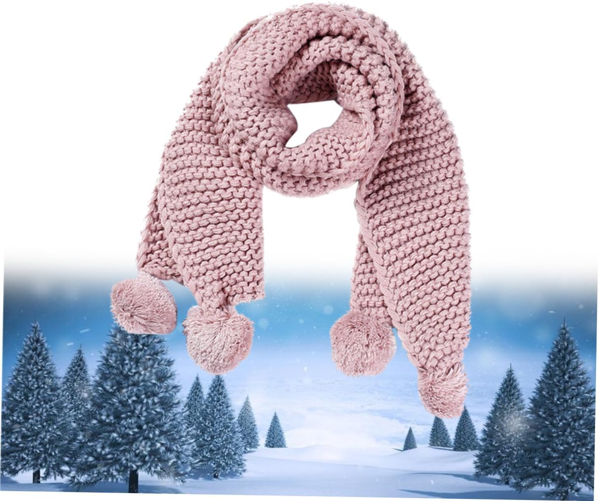 LIFKOME Warmest Boys and Girls Scarf Colorful Cable Knit Wool Scarf Fuzzy Ball Chenille for Outdoor Winter (size)