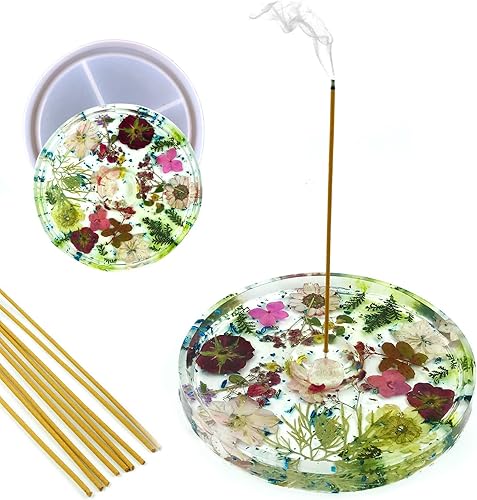 Miniatura 3 de Bandeja redonda de incienso molde de silicona de gel de cristal epoxi redondo de resina de luna molde de almacenamiento de herramientas de silicona