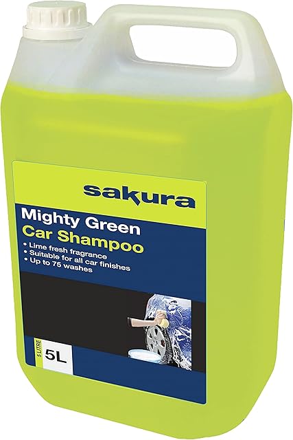 Sakura 5L Mighty Green Car Wash Shampoo SS4619  For All Vehicle Paint Finishes - 75 Washes (Packaging may vary)