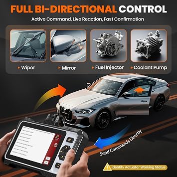 ANCEL FX6100 Bidirectional Scan Tool, Full System OBD2 Diagnostic Scanner with 15+ Reset, Brake-pad/Battery/ABS/TPMS/Steering Angle/Injector Coding, CAN FD & FCA AutoAuth, Lifetime Free Updates