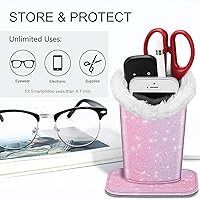 Vista 180 de Fintie Soporte para anteojos forrado de felpa con base magnética, estuche de cuero vegano prémium para lentes