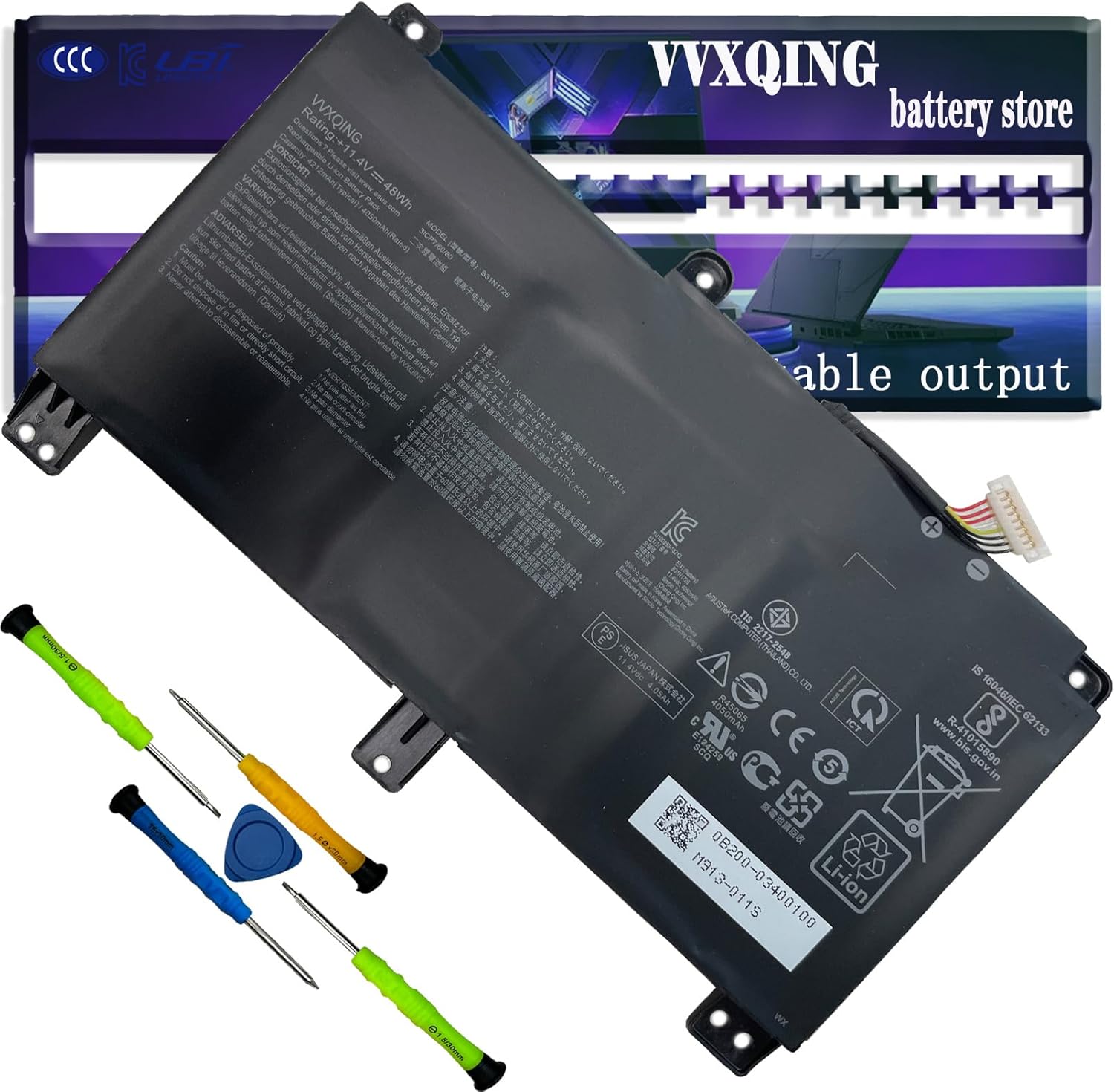 B31N1726 (Long line) 48Wh Laptop Battery Replacement for ASUS ROG Strix G531 G531GD G531GT G531GU G531GV G531GW Series 11.4V 48Wh/4212mAh G7