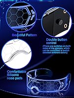 Vista 4 de 2 pares de anteojos de visera LED, 7 colores, gafas futuristas, 4 modos, anteojos luminosos de panal de abeja para adultos