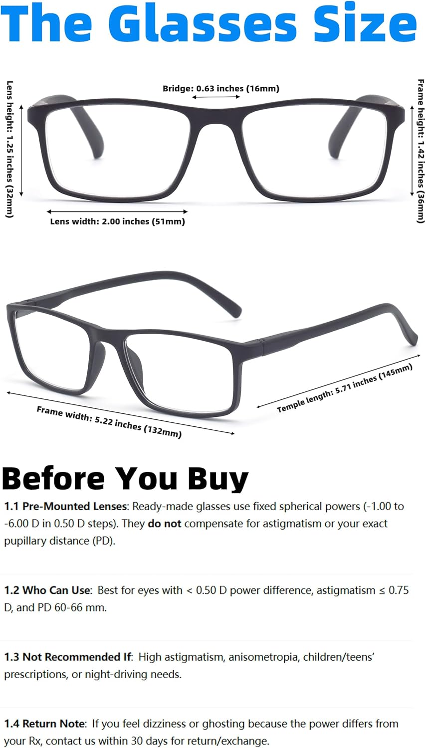 Nearsighted Glasses for Distance with Hard Case Blue Light Spring Hinge Glasses Not Reading Glasses - Image 5