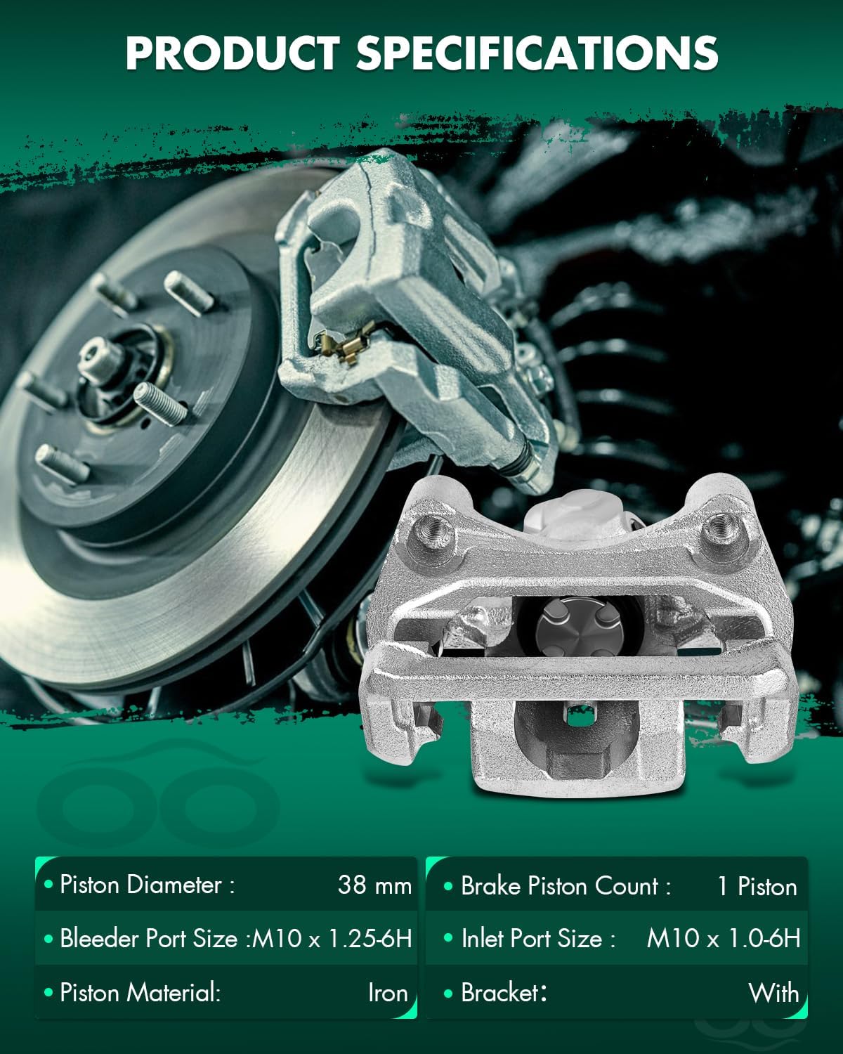 SCITOO Rear Right Brake Caliper With Bracket 19B3358 Compatible For Acura TSX 2009-2014,For Honda For Accord 2008-2012