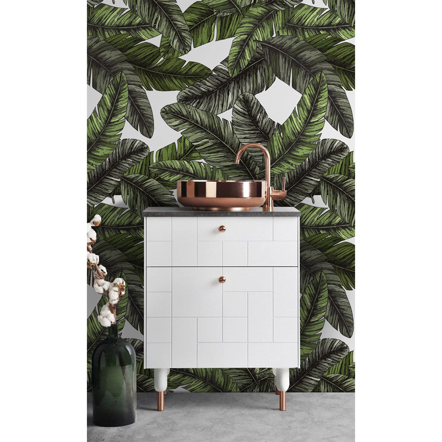 Fotomural hojas de platano para decorar tu dormitorio tropical papel pintado autoadhesivo