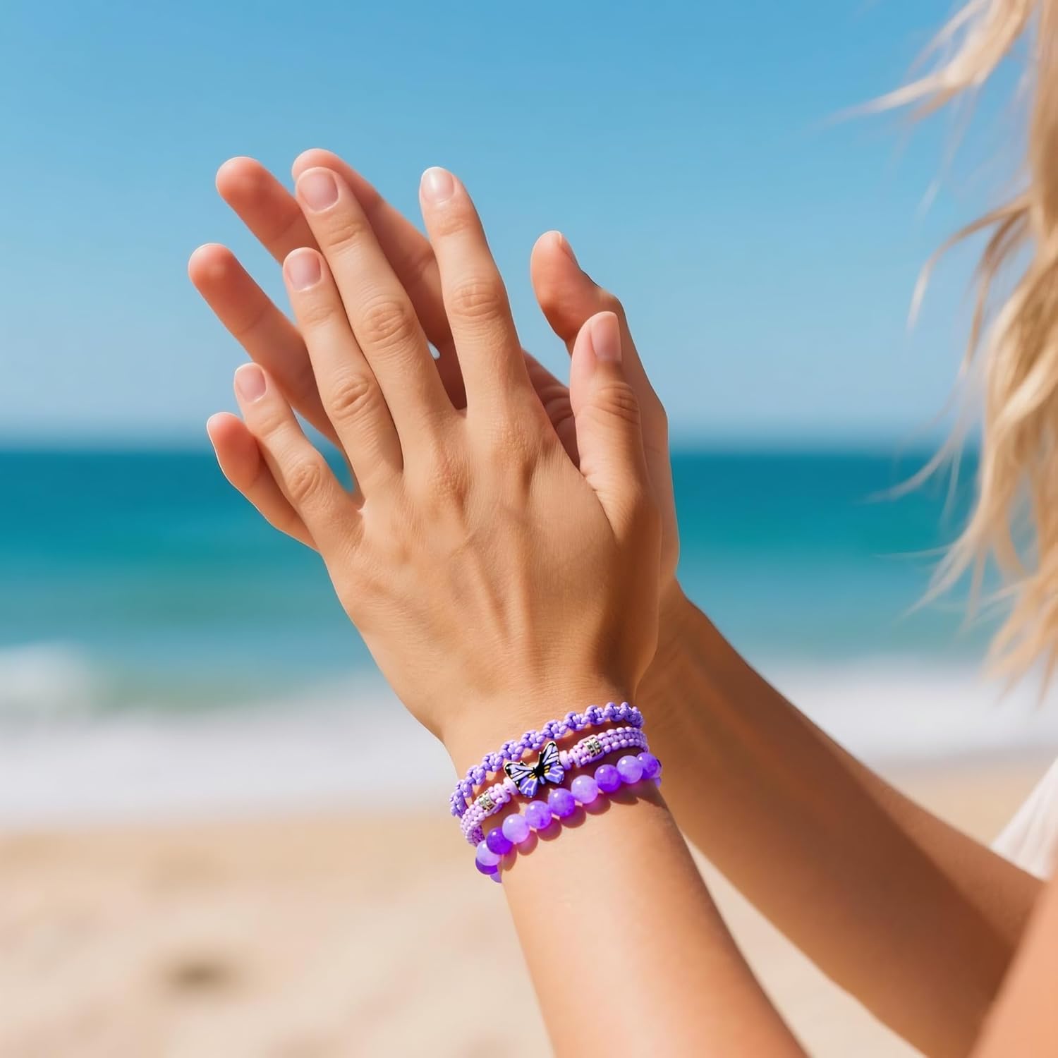 Always Believe in Yourself Butterfly Bracelet - Cute Charm Bracelets for Women, Adjustable Braided Rope, Lucky Friendship Matching Bracelet - Image 3