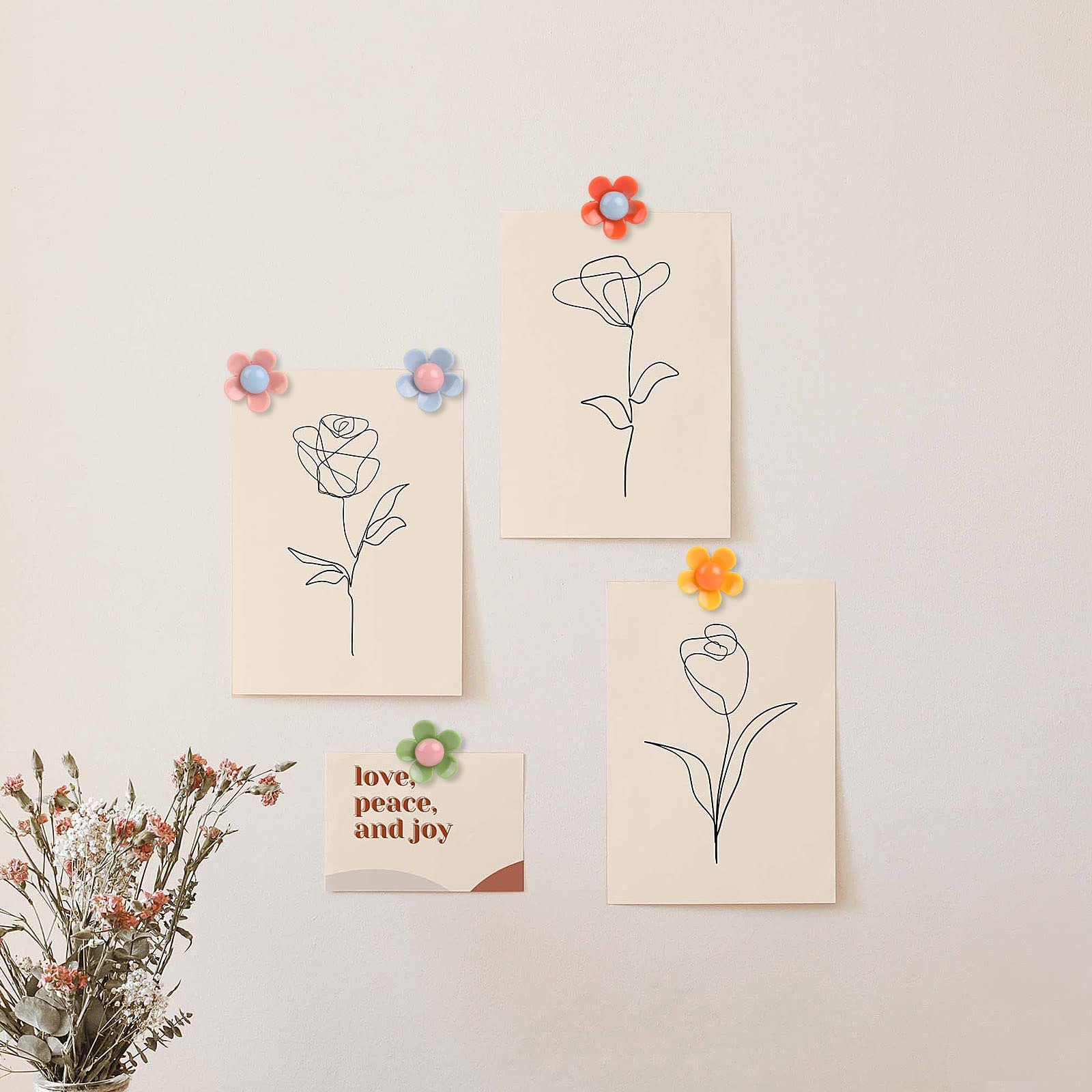 100 Piezas/caja  Chinchetas De Flores Transparentes Para Colgar En La Pared Chinchetas Decorativas Bonitas Para Tablero De Corcho