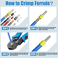 Vista 6 de Kit de Herramienta de Crimpado de Férulas, Alicate Crimpador LUNEY con Kit de 1250 Férulas de Alambre Terminales de Extremo de Alambre, Juego