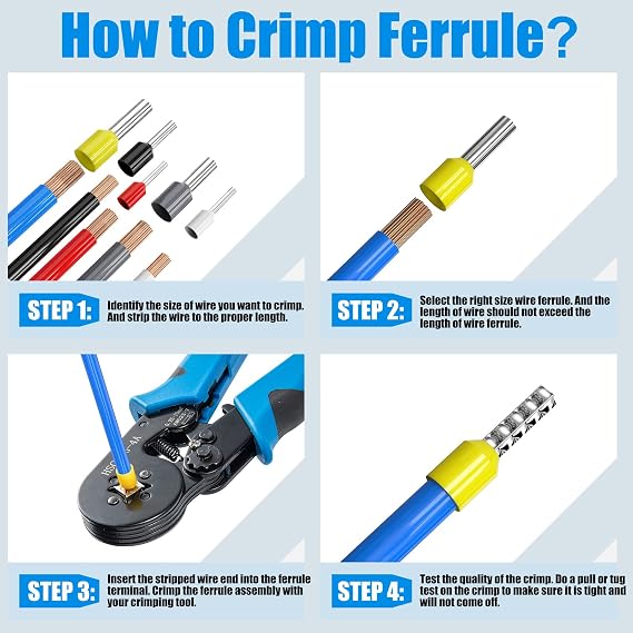 Ferrule Crimping Tool Kit, LUNEY Crimper Plier with 1250PCS Wire Ferrules Kit Wire End Terminals, Self-adjustable Ratchet Tool Set for AWG 23-7 Cable connectors, 0.25-10mm2